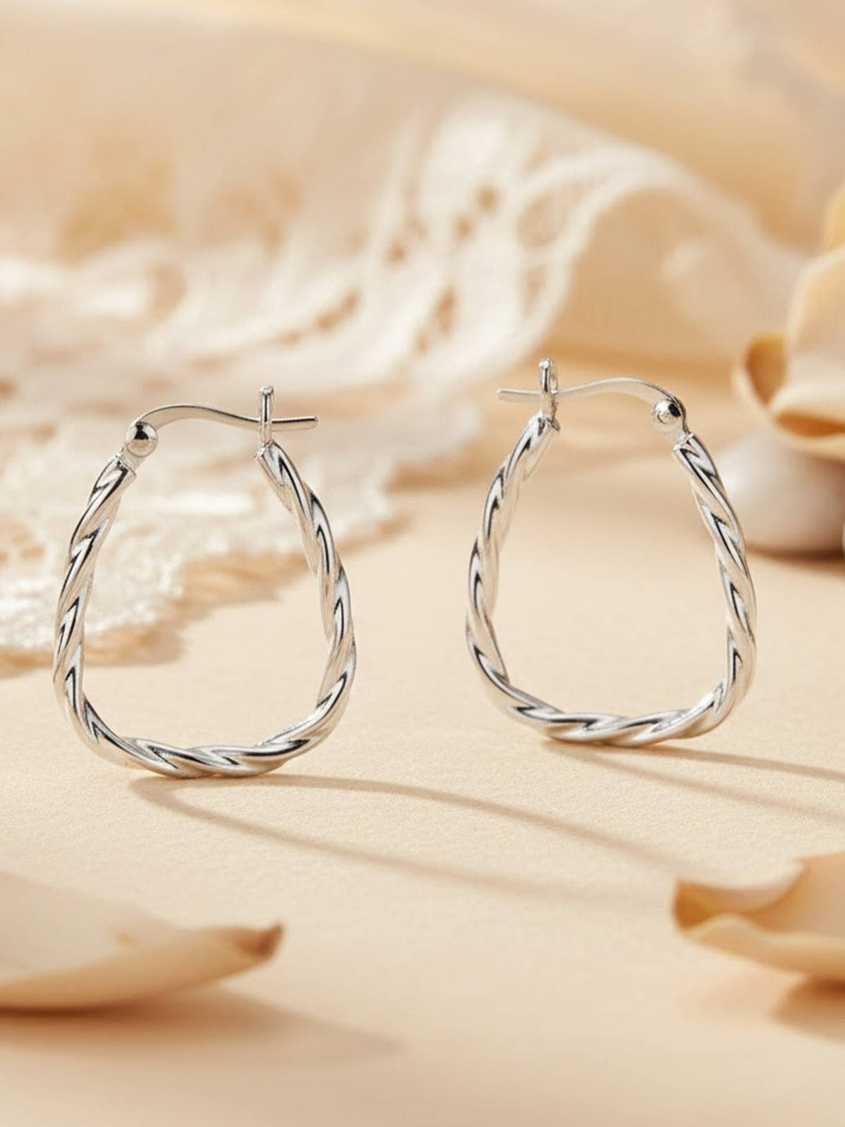 925 SILLER Silver Sterling Silver Statement Hoops Earring