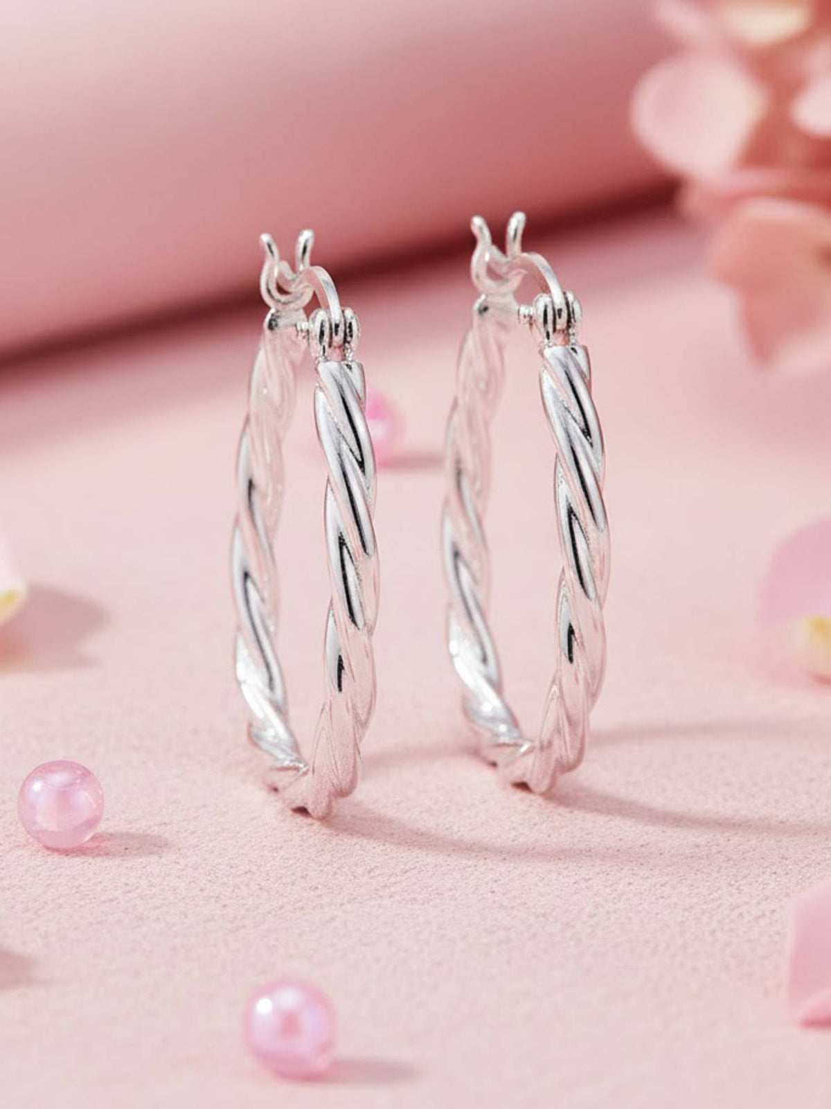 925 SILLER Silver Sterling Silver Statement Hoops Earring