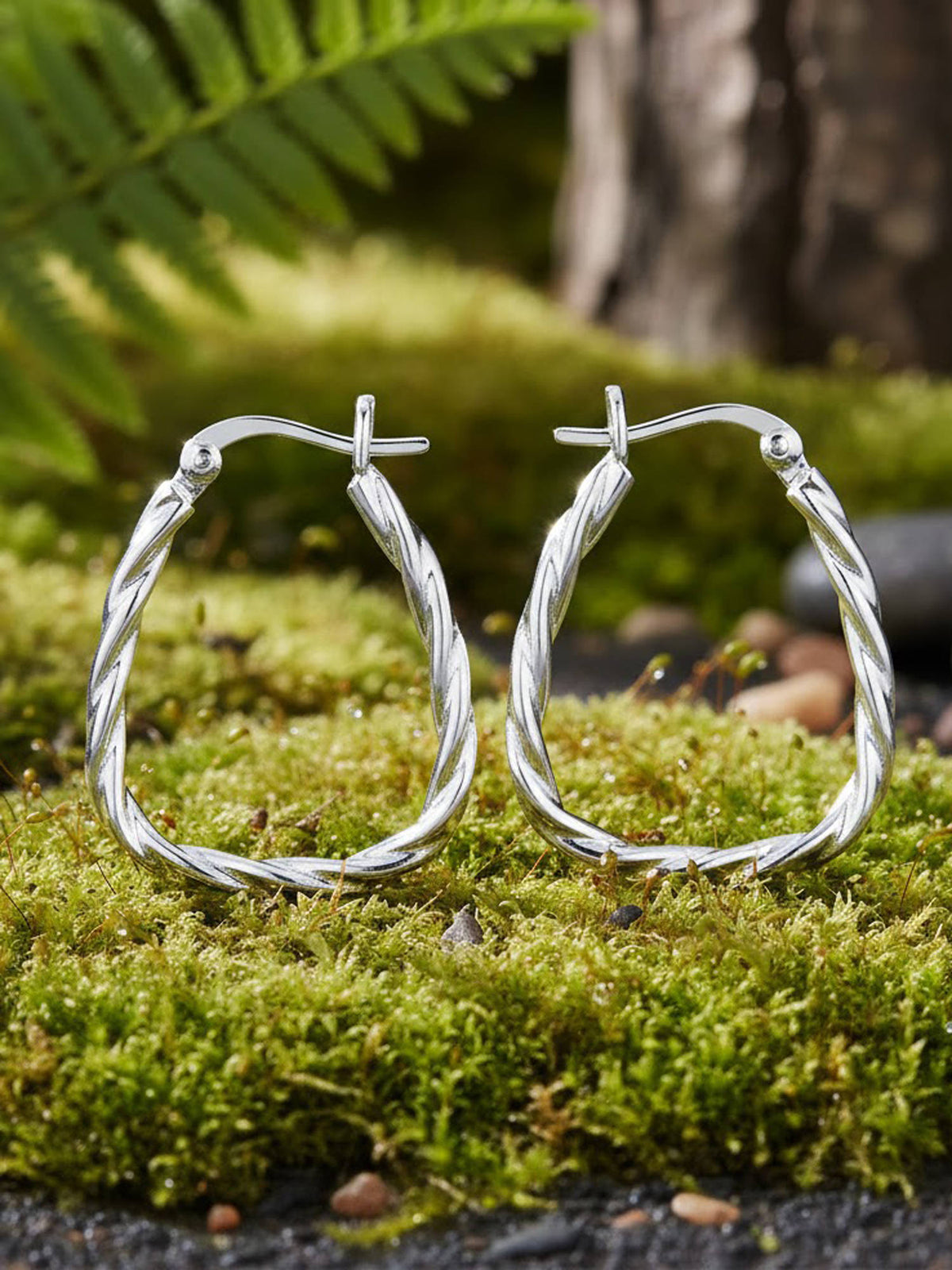 925 SILLER Silver Sterling Silver Statement Hoops Earring