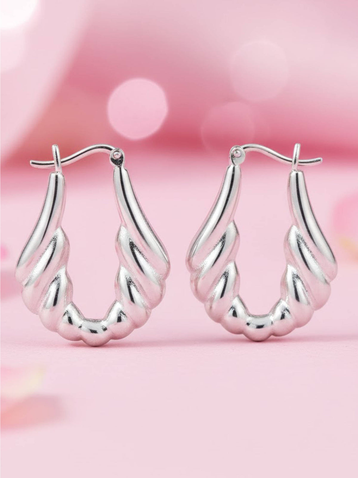 925 SILLER Silver Sterling Silver Statement Hoops Earring