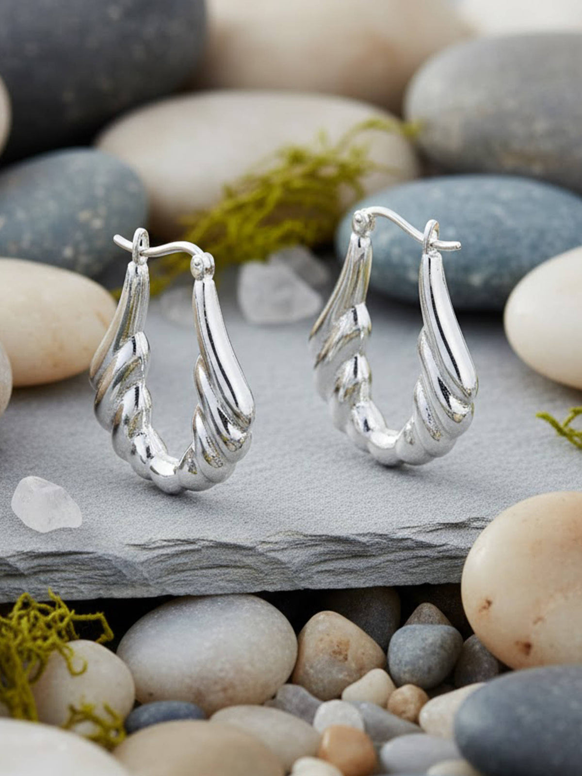 925 SILLER Silver Sterling Silver Statement Hoops Earring