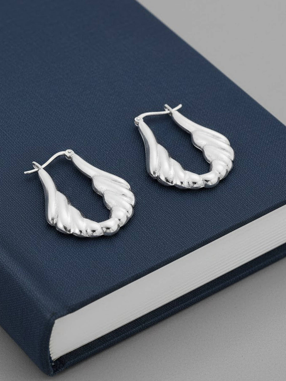 925 SILLER Silver Sterling Silver Statement Hoops Earring