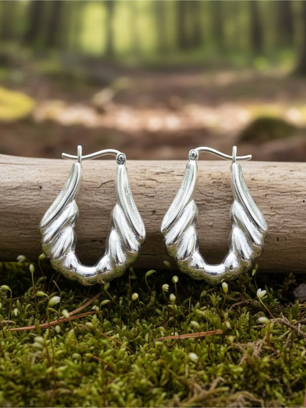 925 SILLER Silver Sterling Silver Statement Hoops Earring