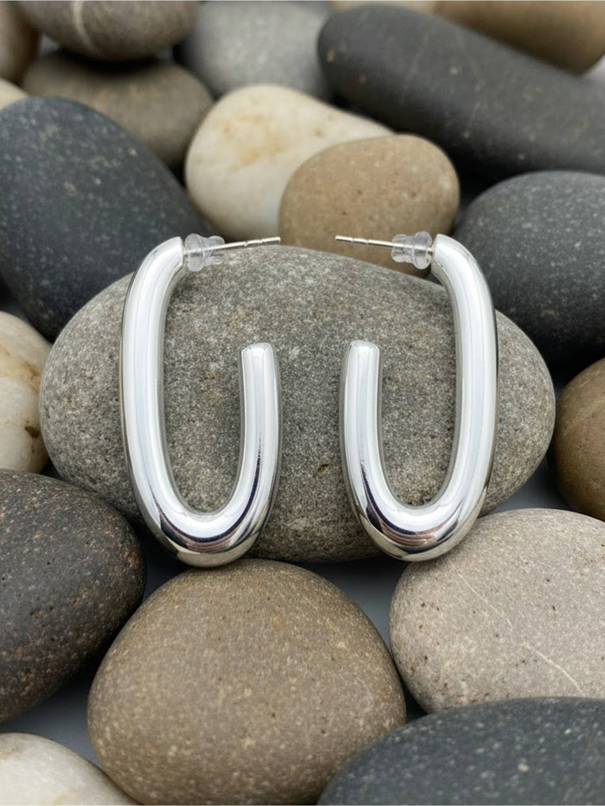 925 SILLER Silver Sterling Silver Statement Hoops Earring
