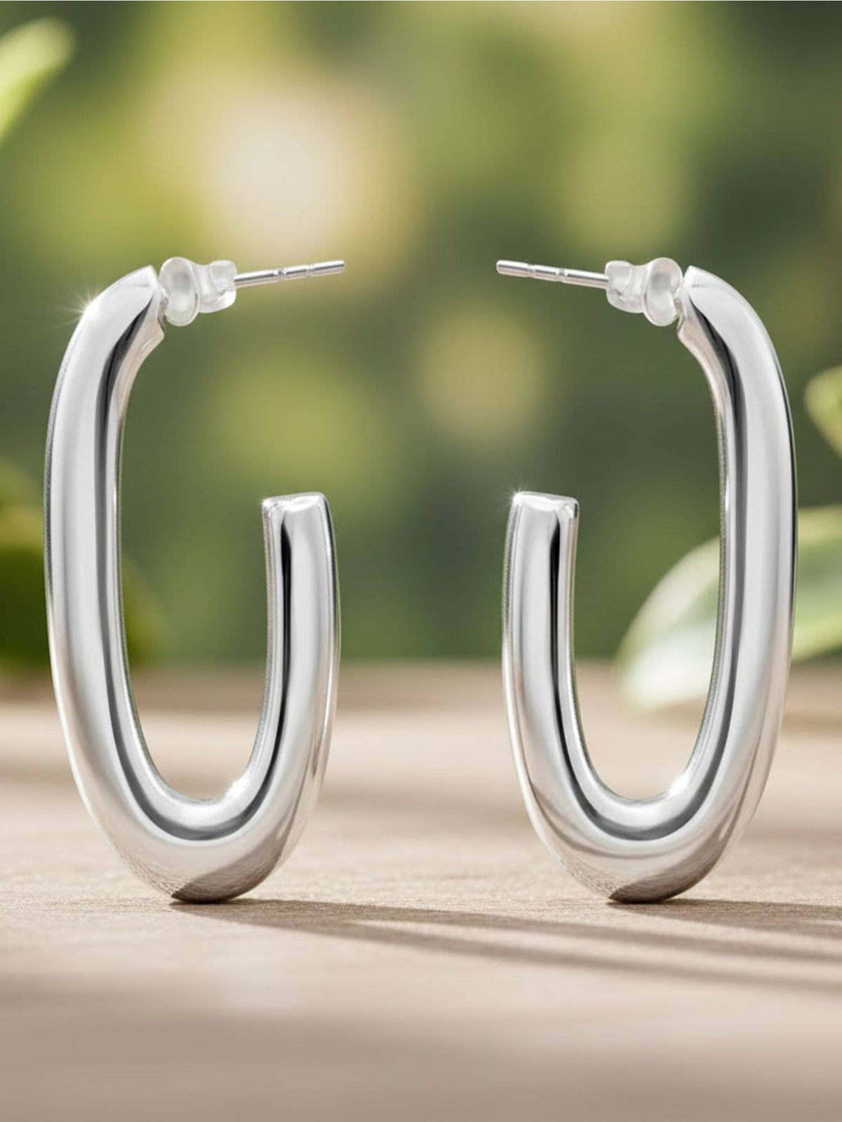 925 SILLER Silver Sterling Silver Statement Hoops Earring