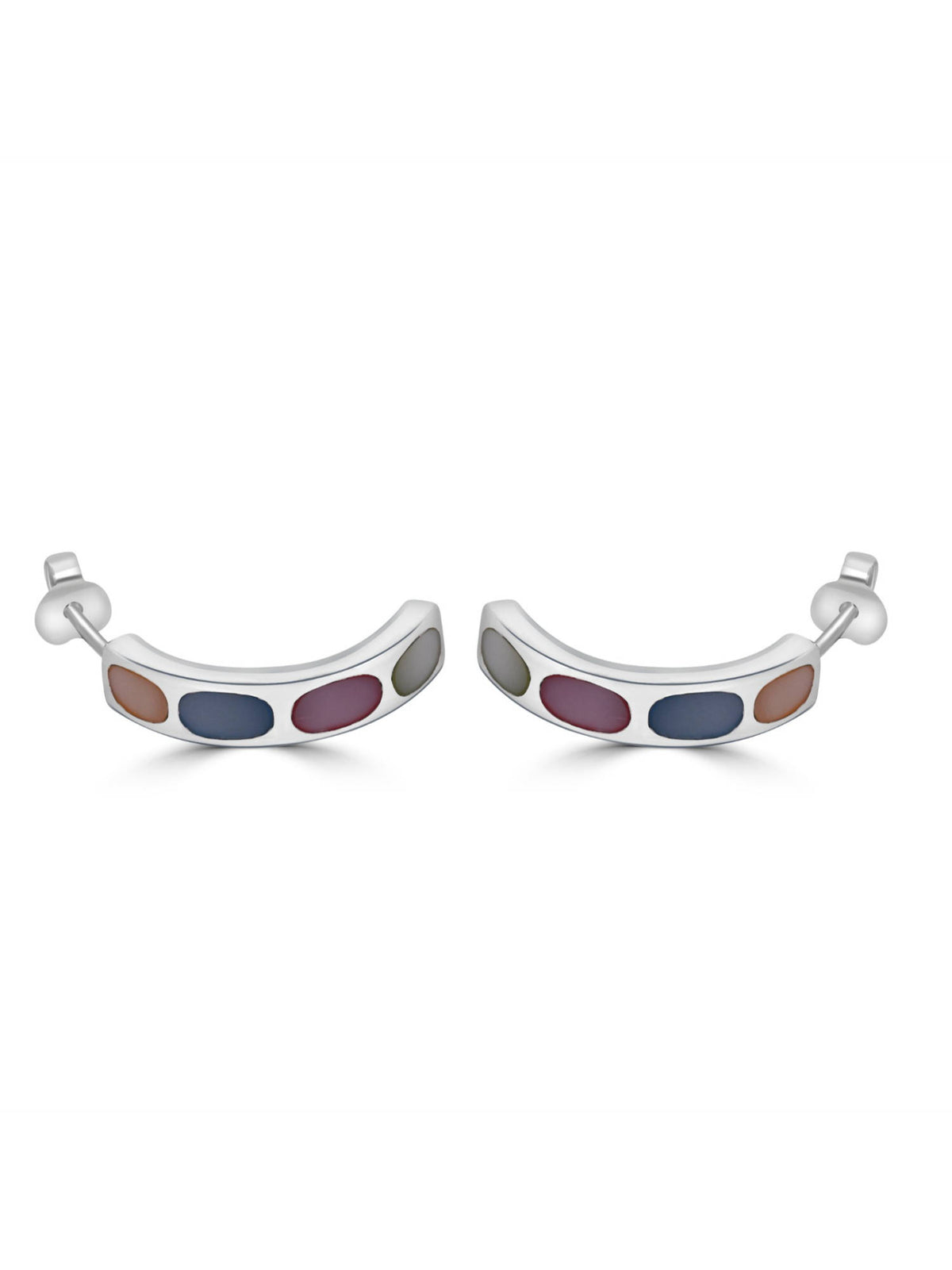 925 SILLER Multi-Color Sterling Silver Stones Hoops Earring