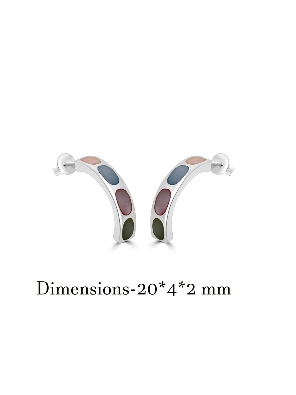 925 SILLER Multi-Color Sterling Silver Stones Hoops Earring