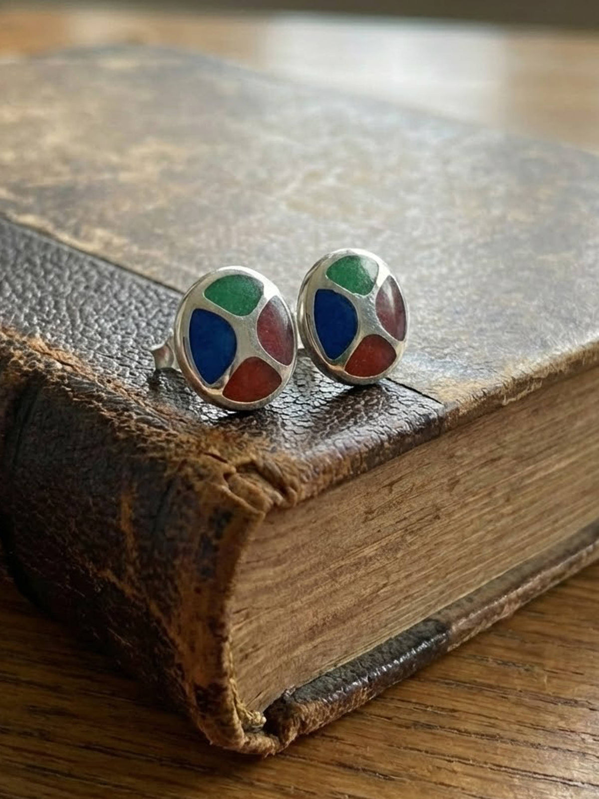 925 SILLER Multi-Color Sterling Silver Stones Studs Earring