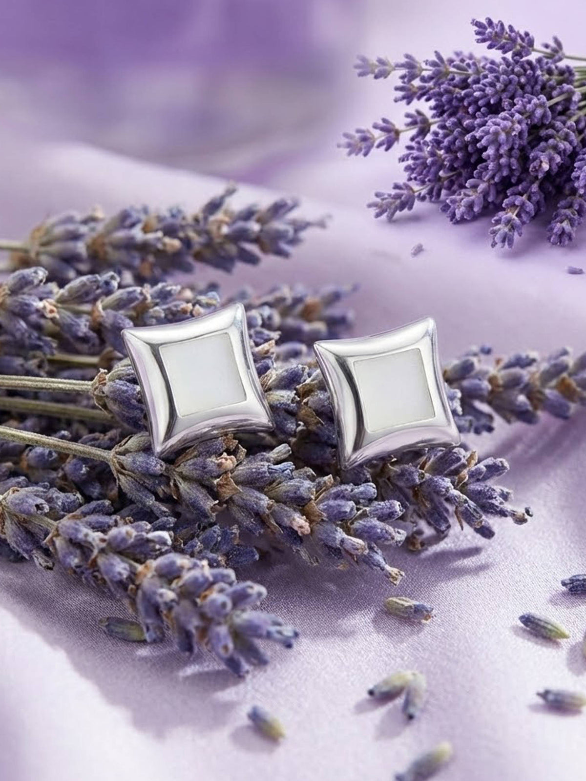 925 SILLER White Sterling Silver White Stones Studs Earring