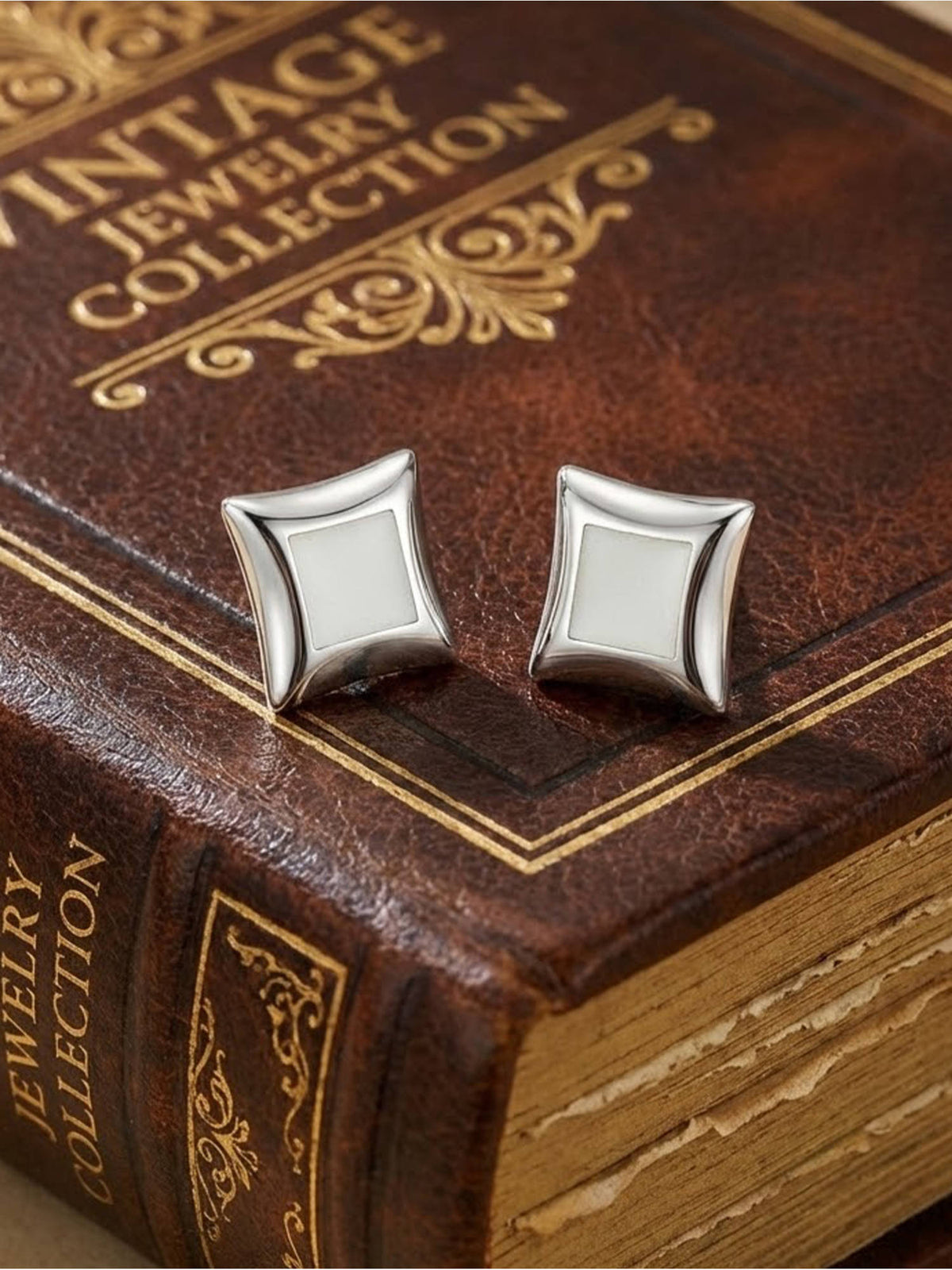 925 SILLER White Sterling Silver White Stones Studs Earring