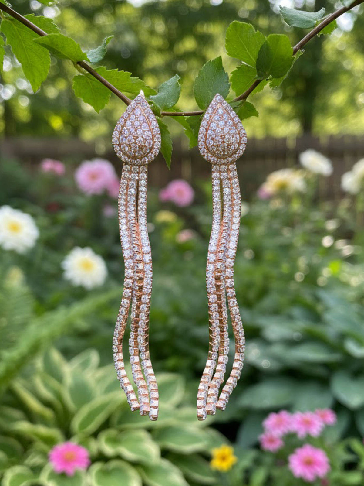 925 SILLER White Sterling Silver Stones Drops & Danglers Earring