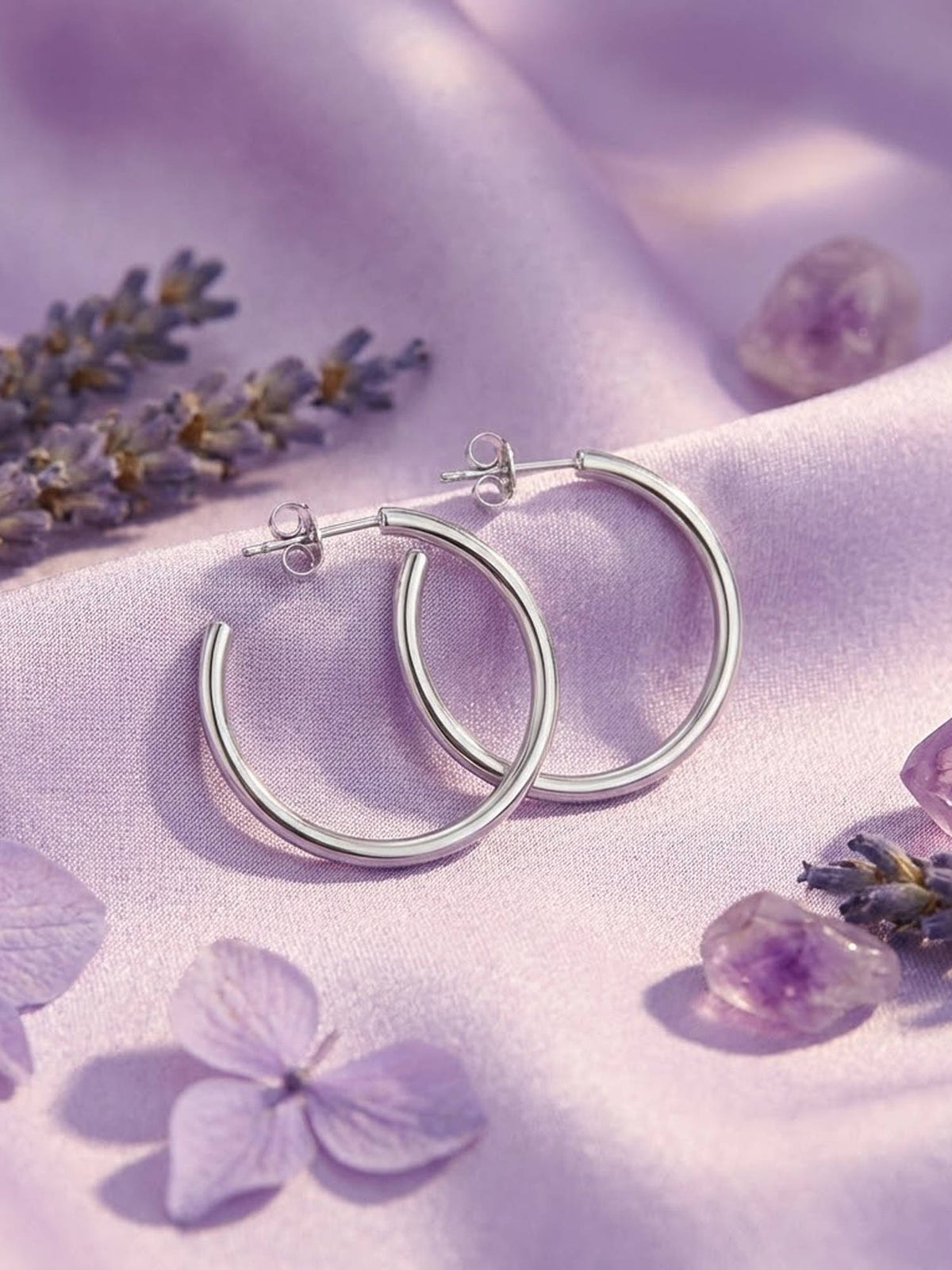 925 SILLER Silver Sterling Silver Statement Hoops Earring