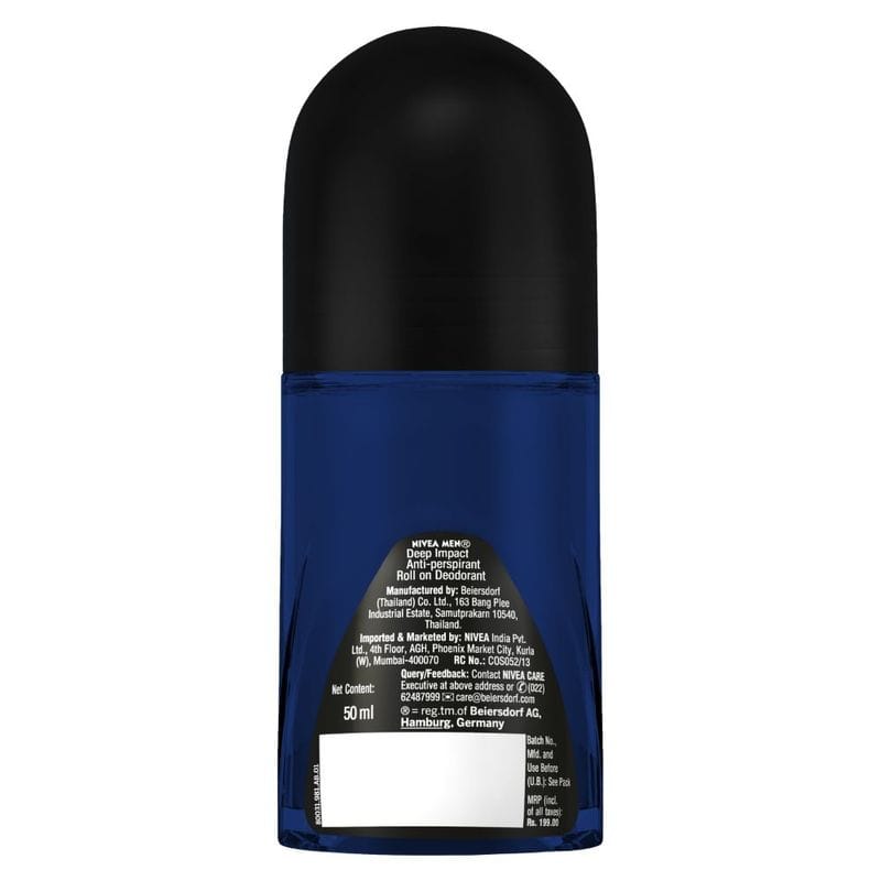 NIVEA - Men Deodorant Roll On, Deep Impact Freshness, 48 h Anti Perspirant Freshness (50mL)