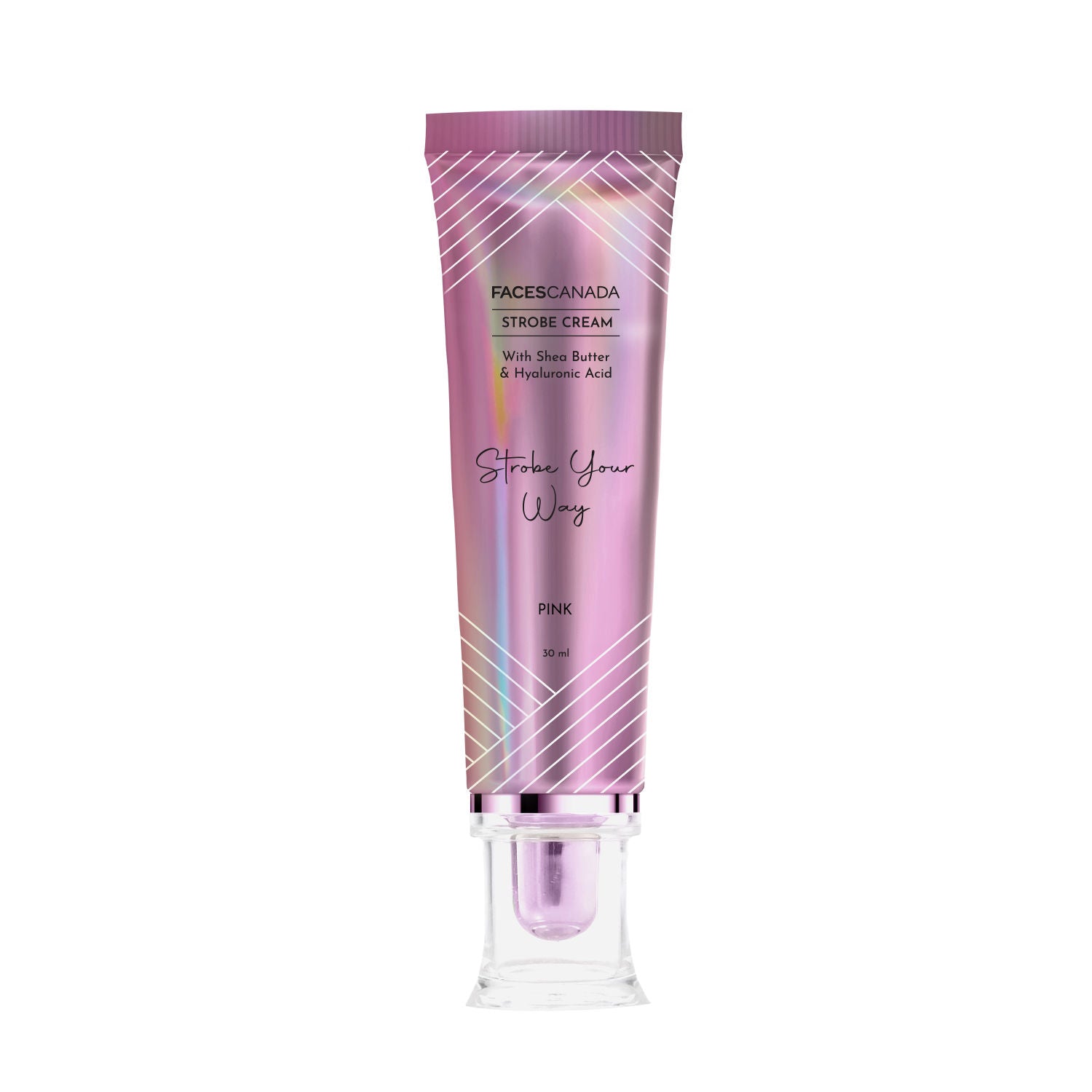 Faces Canada Strobe Cream, Pink - Primer + Highlighter + Moisturizer With Hyaluronic Acid (30ml)
