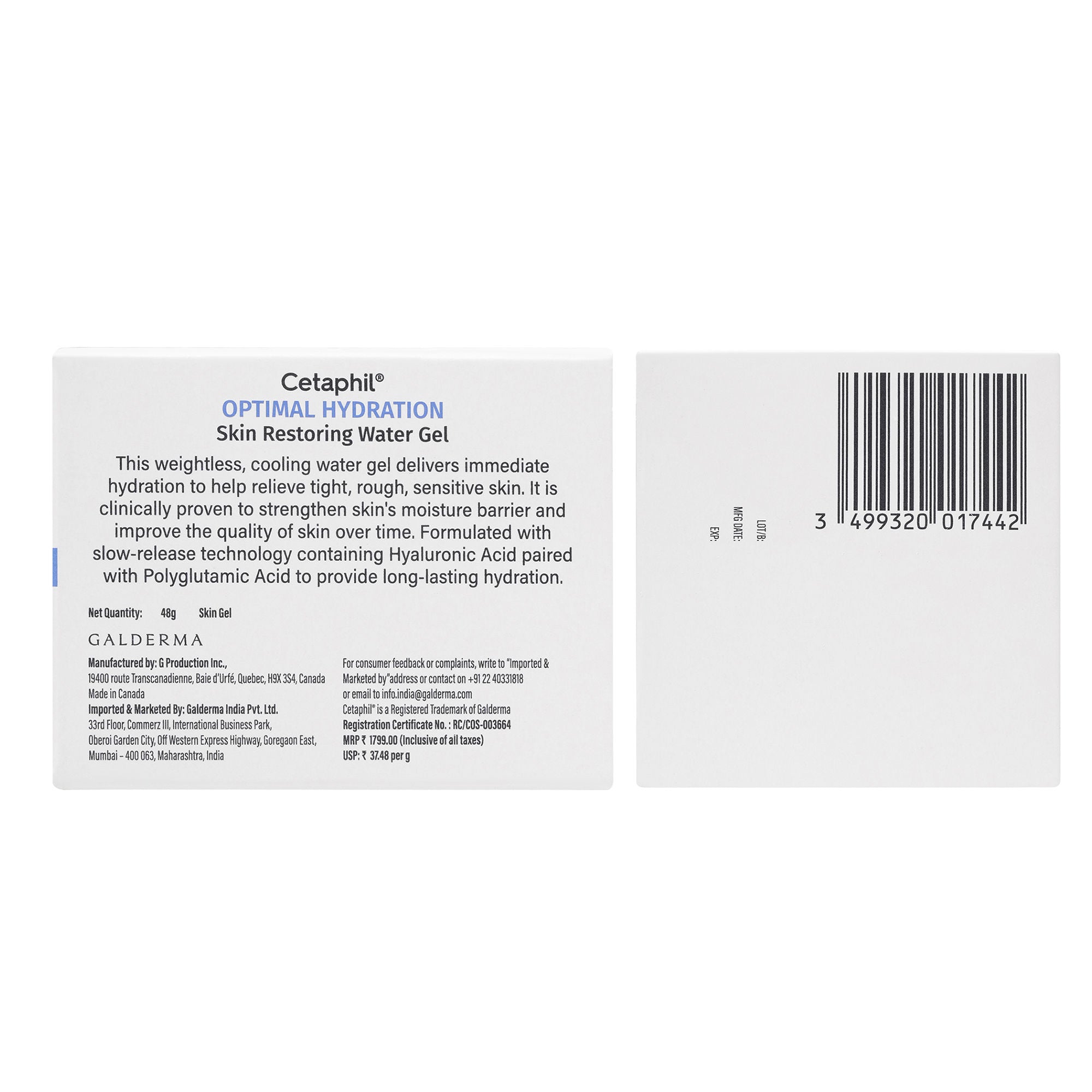 Cetaphil Optimal Hydration Restoring Water Gel (48g)