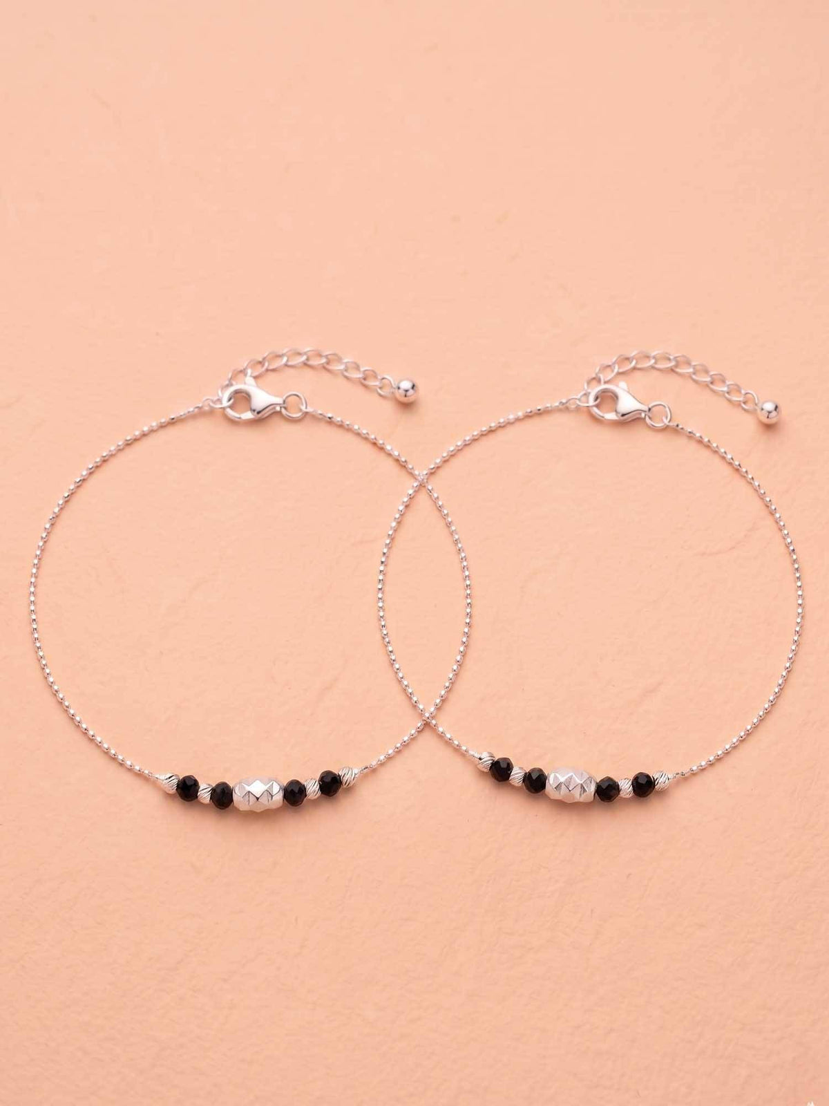 925 SILLER 925 Pure Silver The Guardian Onyx Payal Pair (Pack of 2)