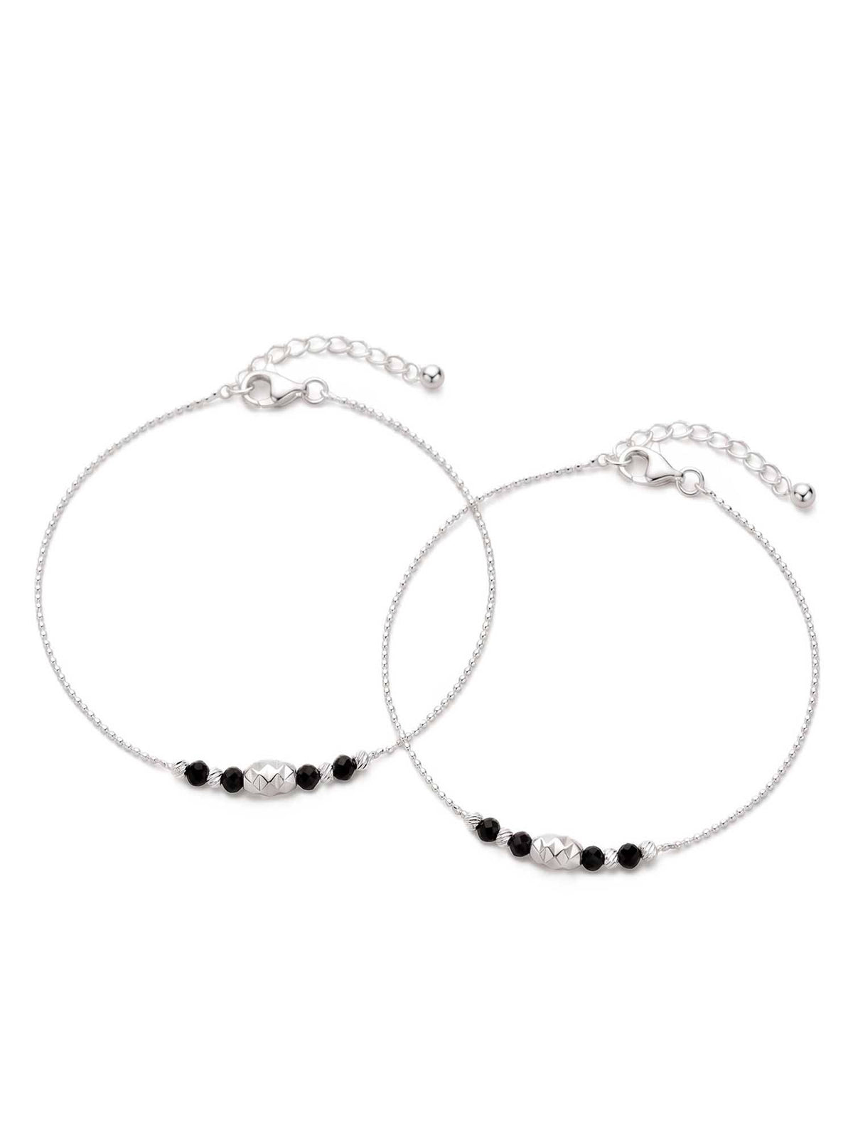 925 SILLER 925 Pure Silver The Guardian Onyx Payal Pair (Pack of 2)