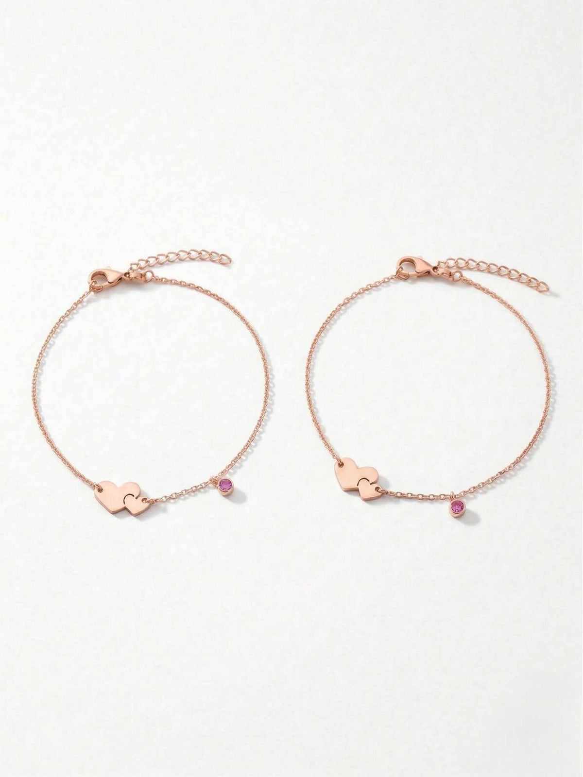 925 SILLER 925 Pure Silver The Soulmate Puzzle Heart Anklet (Pack of 2)