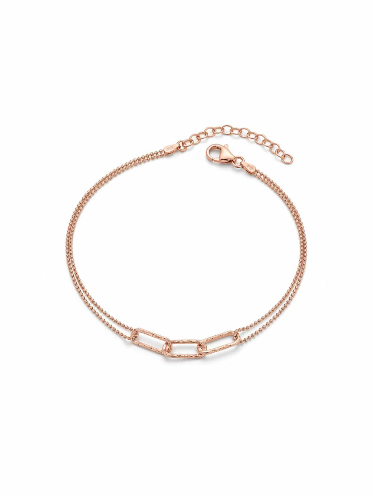 925 SILLER 925 Pure Silver Textured Link and Layered Bead Anklet