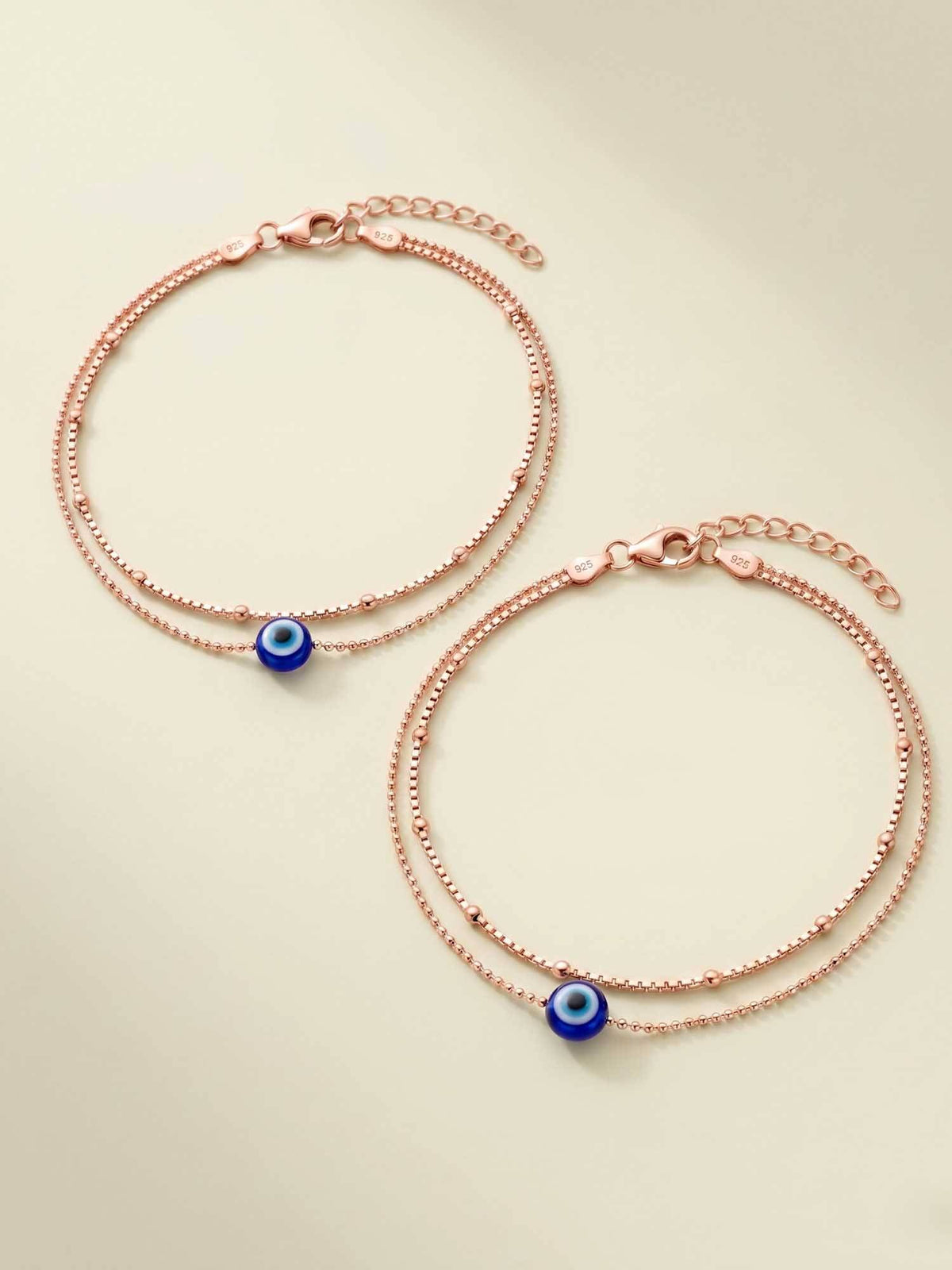 925 SILLER 925 Pure Silver The Barely-There Bead Anklet Pair (Pack of 2)
