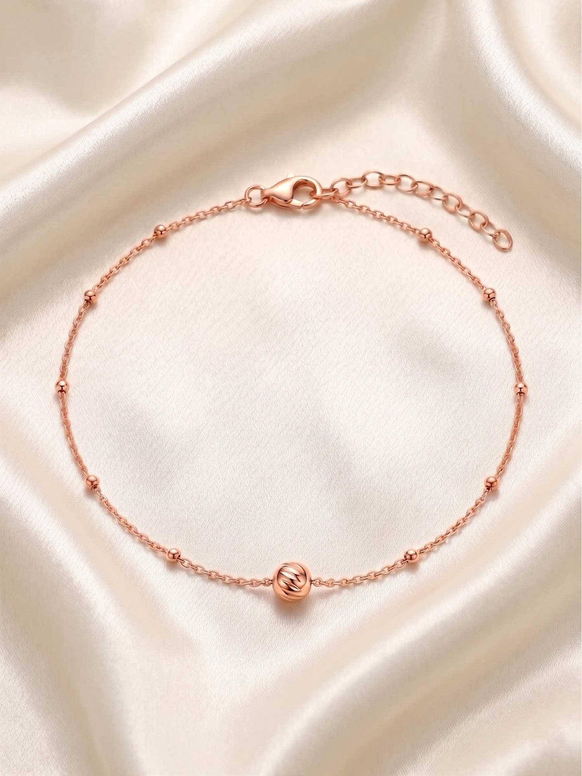 925 SILLER 925 Pure Silver The Rose Gold Solstice Bead Anklet