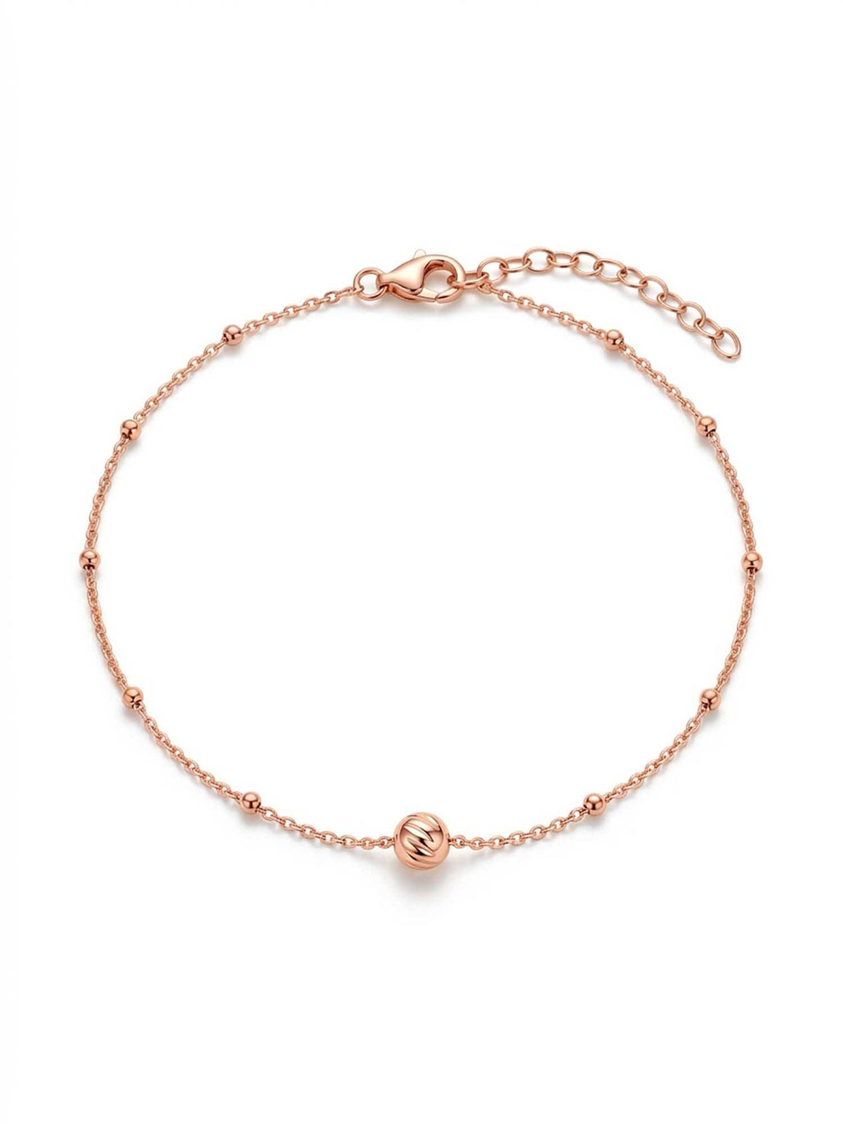 925 SILLER 925 Pure Silver The Rose Gold Solstice Bead Anklet