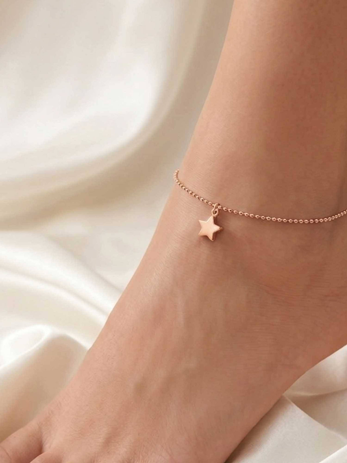 925 SILLER 925 Pure Silver The Rose Gold North Star Anklet