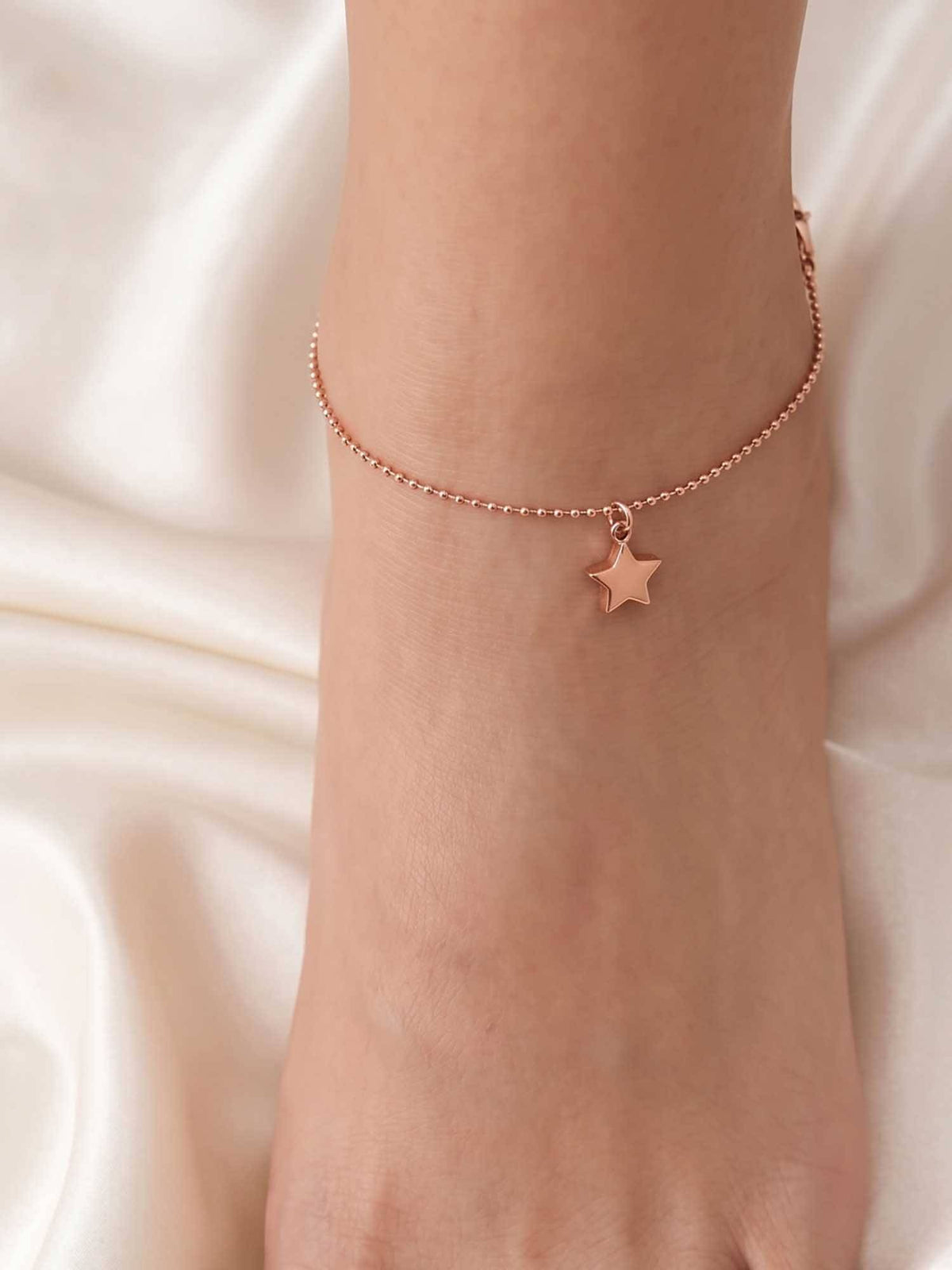 925 SILLER 925 Pure Silver The Rose Gold North Star Anklet