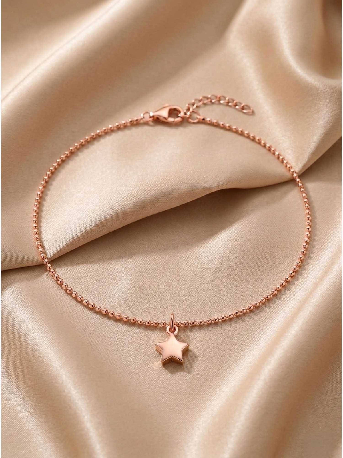 925 SILLER 925 Pure Silver The Rose Gold North Star Anklet
