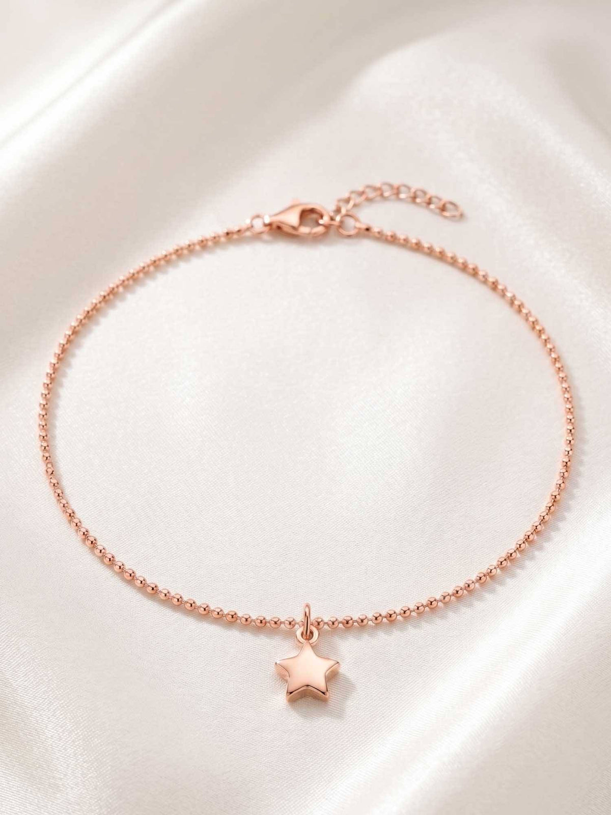 925 SILLER 925 Pure Silver The Rose Gold North Star Anklet
