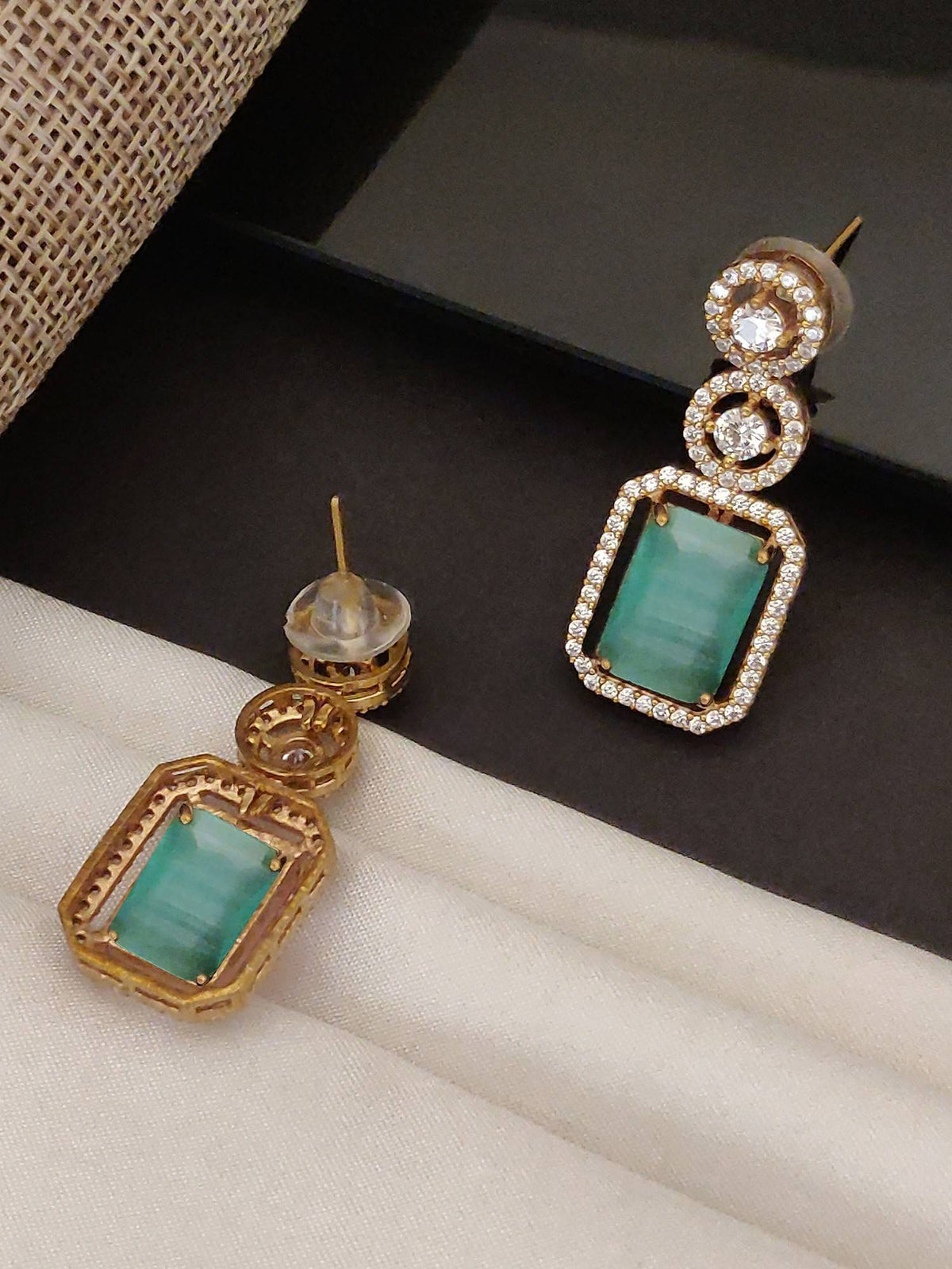 Abdesigns Gold Plated Turquoise Diamond Earrings For Women