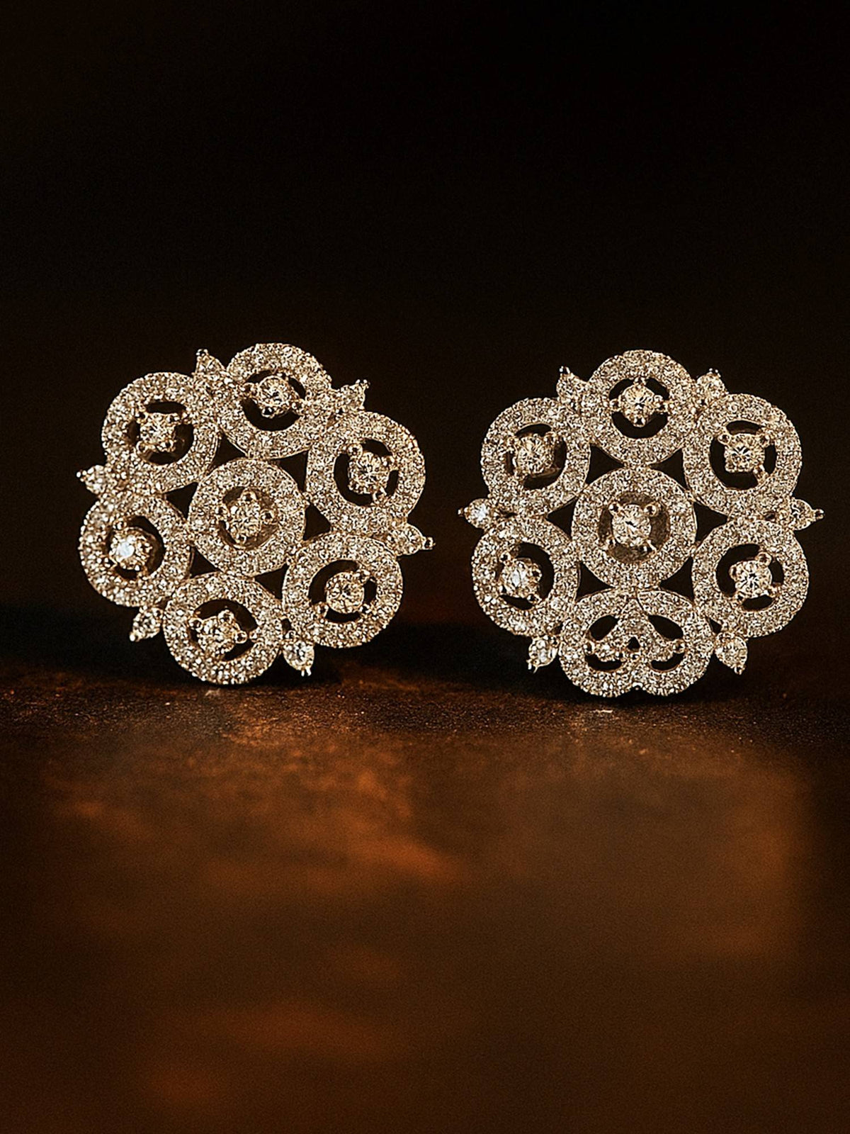 Abdesigns Silver Plated Cz American Diamond Earrings