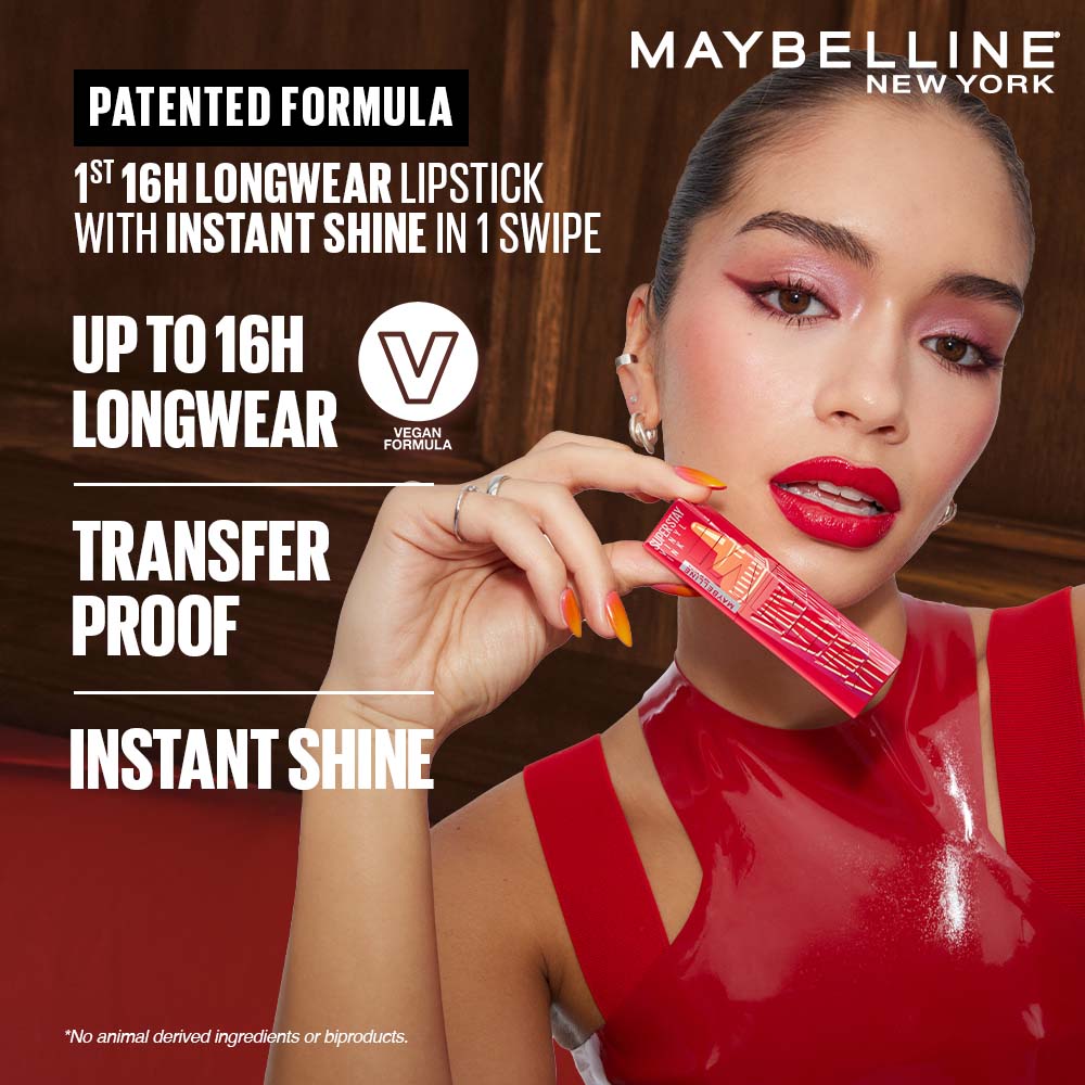Maybelline New York Super Stay Vinyl Ink Liquid Lipstick, Instant Shine Lasts Up To 16H - Pomodoro Sauce (4.2g)