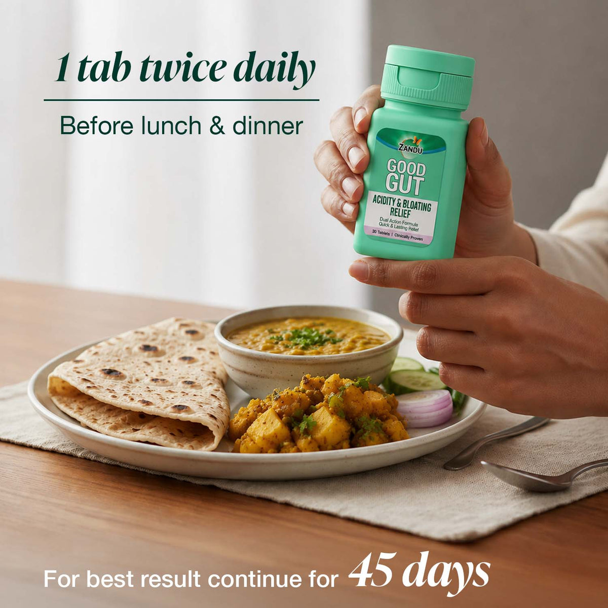 Zandu-O Fast Relief from Acidity & Bloating + Gut Care 30 days