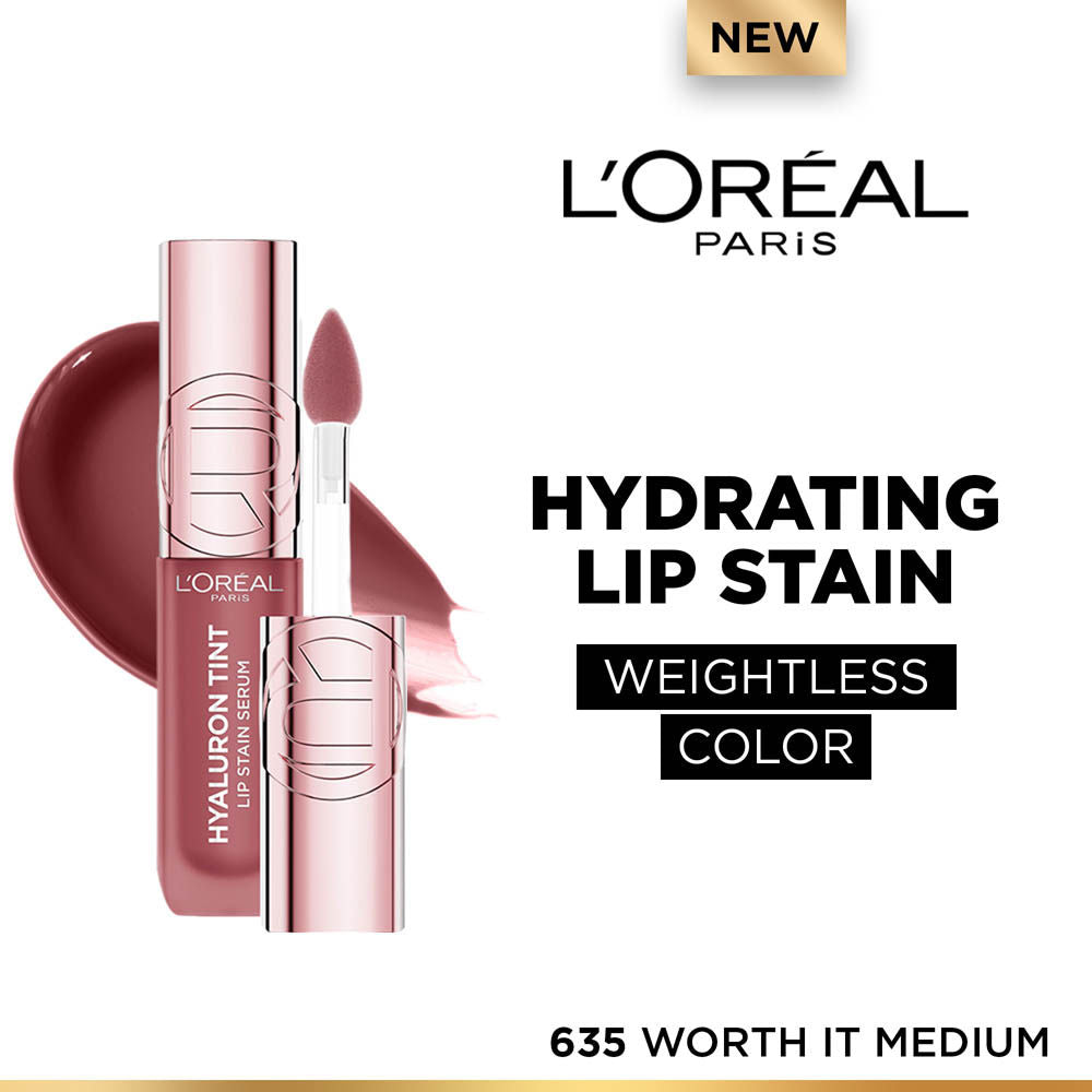 L'Oreal Paris Hyaluron Tint Lip Stain Serum Weightless Color - 635 Worth It Medium (5ml)