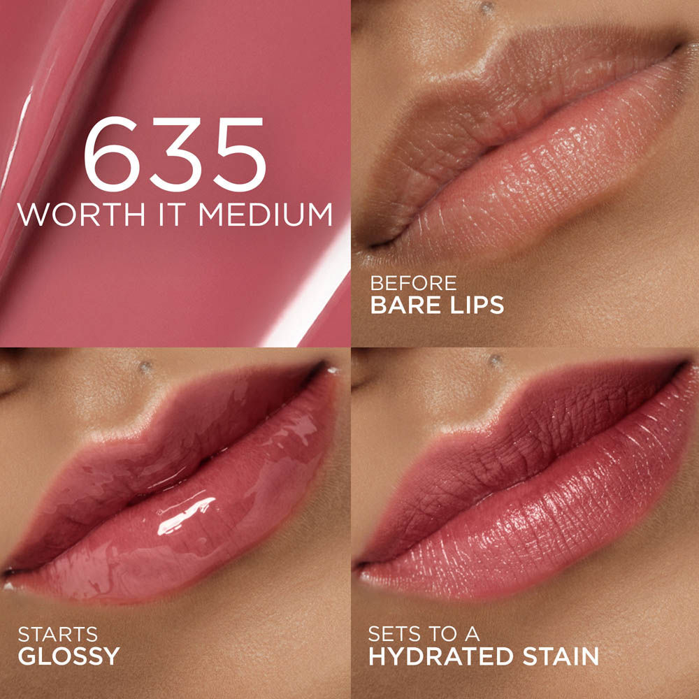 L'Oreal Paris Hyaluron Tint Lip Stain Serum Weightless Color - 635 Worth It Medium (5ml)