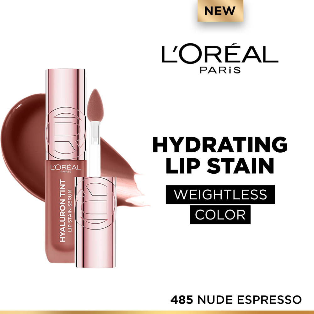 L'Oreal Paris Hyaluron Tint Lip Stain Serum Weightless Color - 485 Nude Espresso (5ml)