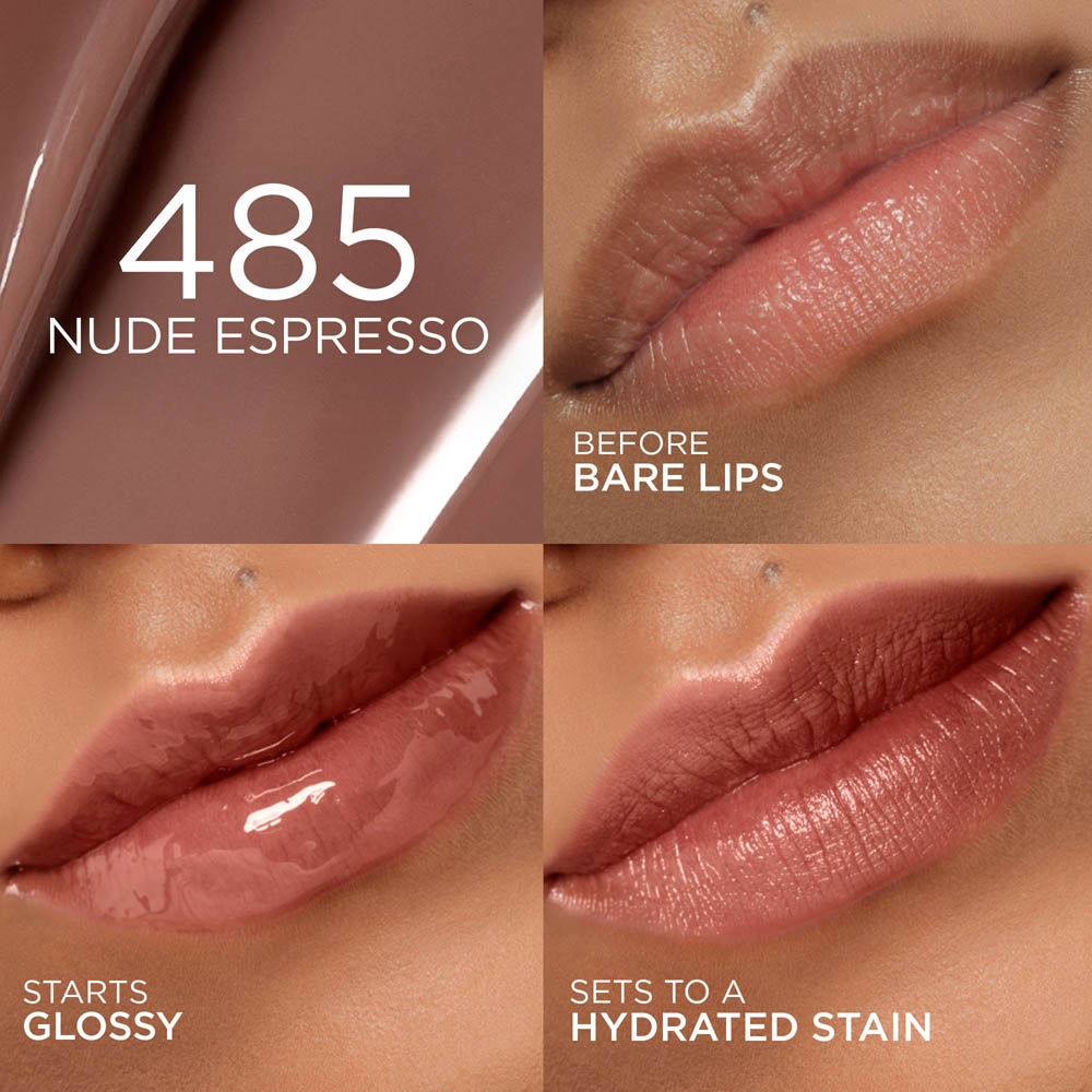 L'Oreal Paris Hyaluron Tint Lip Stain Serum Weightless Color - 485 Nude Espresso (5ml)