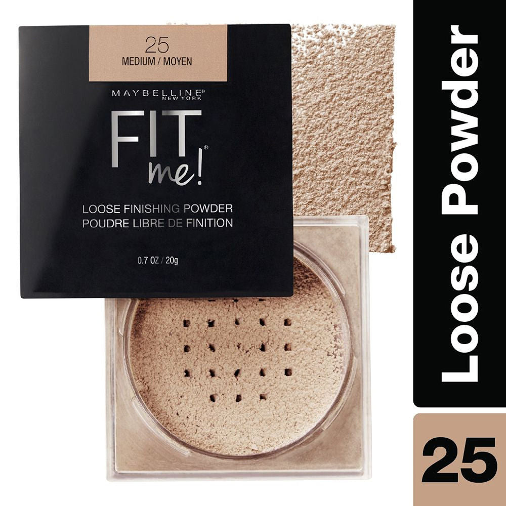 Maybelline New York Fit Me Loose Finishing Powder, Silky & Lightweight Powder - 25 Medium (20g)