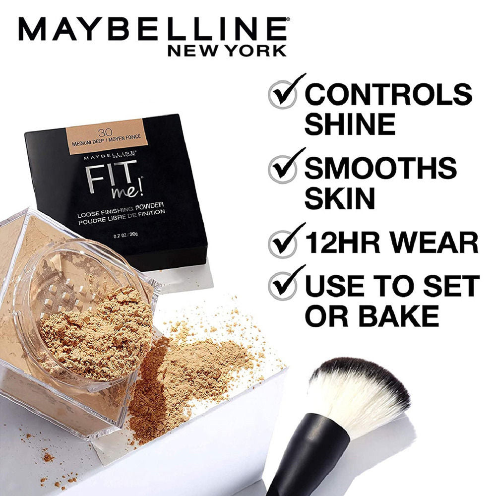 Maybelline New York Fit Me Loose Finishing Powder, Silky & Lightweight Powder - 25 Medium (20g)