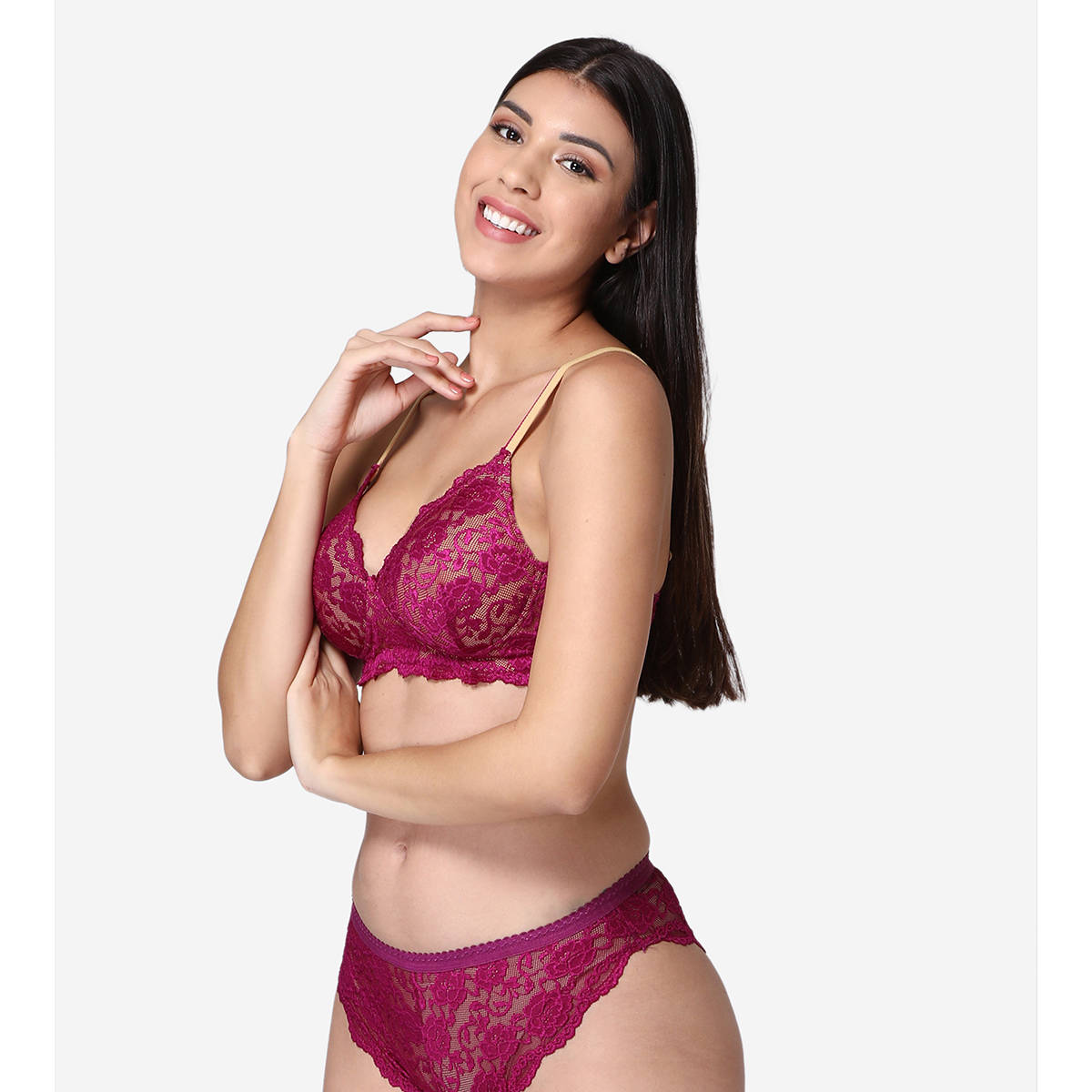 Abelino Bridal Lace Lingrie Set - Purple (28B) · 28B