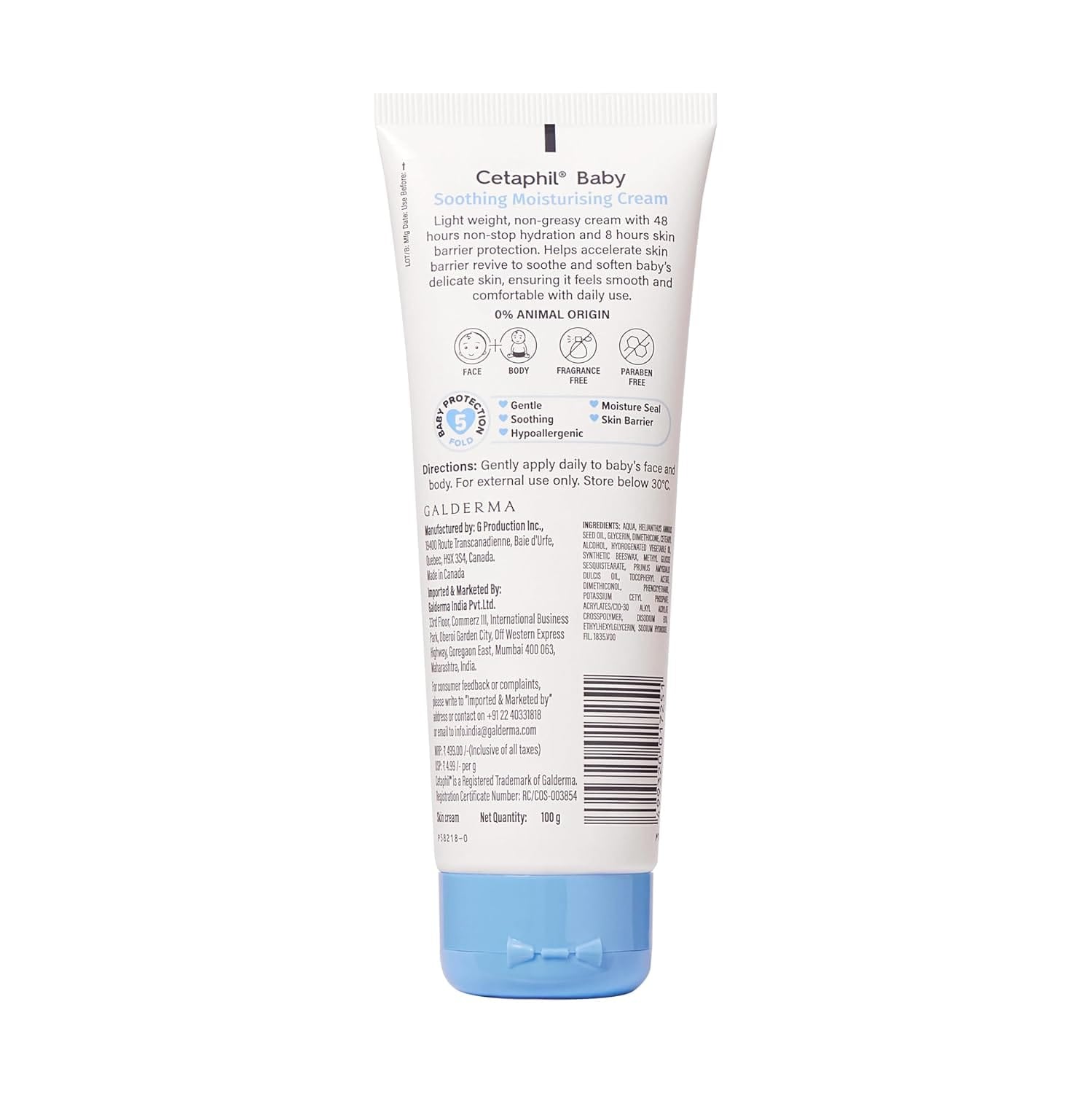Cetaphil - Baby Soothing Moisturising Cream (100g) - BEAUTY BRATS