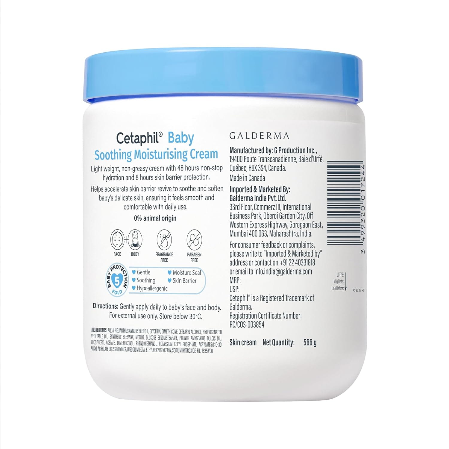 Cetaphil - Baby Soothing Moisturising Cream (566g) - BEAUTY BRATS