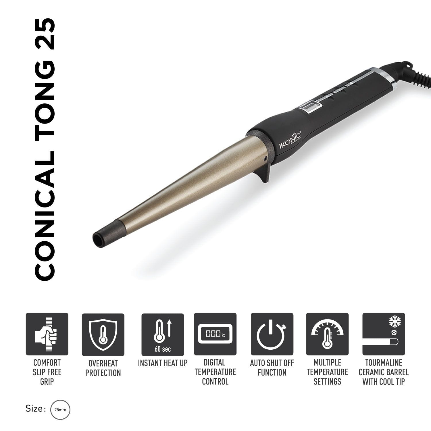 Ikonic Professional - Conical Tong Black (CNT25)