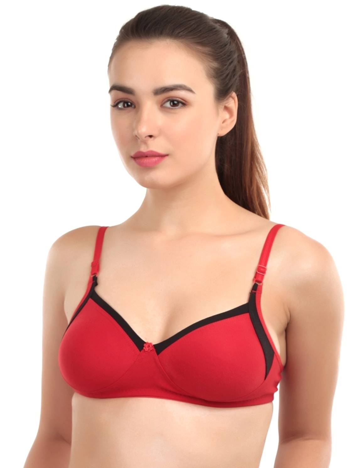 Abelino Set Of 2 Pink & Red Full Coverage Seamless Bra (28B) · 28B