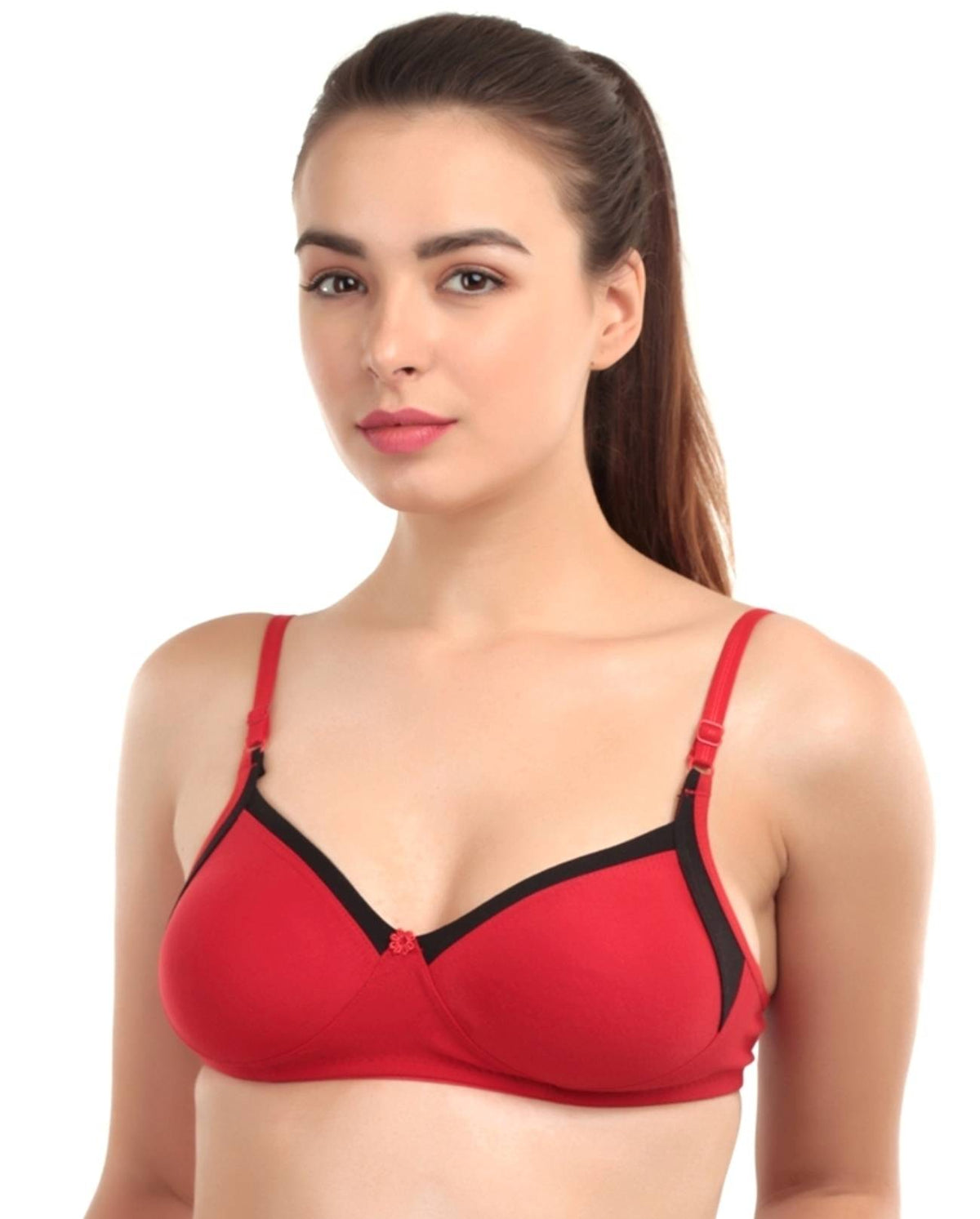 Abelino Set Of 3 Purple, Pink & Red Full Coverage Seamless Bra (28B) · 28B