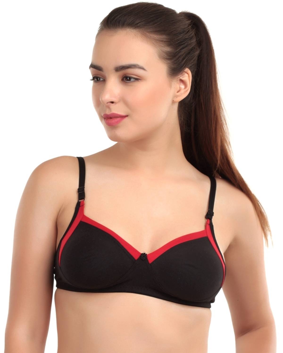 Abelino Set Of 2 Red & Black Full Coverage Seamless Bra (30B) · 30B