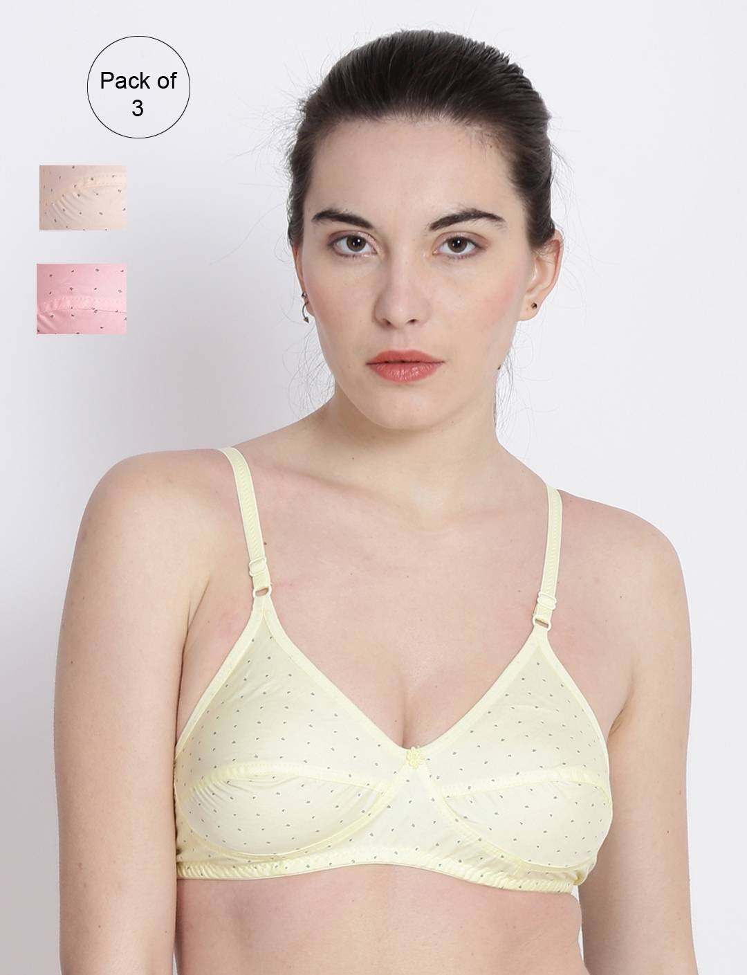 Abelino Multi-Color Pack Of 3 Non-Wired Non Padded Full Coverage Bra (28B) · 28B