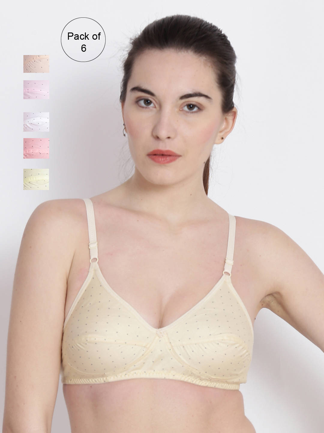 Abelino Multi-Color Pack Of 6 Non-Wired Non Padded Full Coverage Bra (28B) · 28B