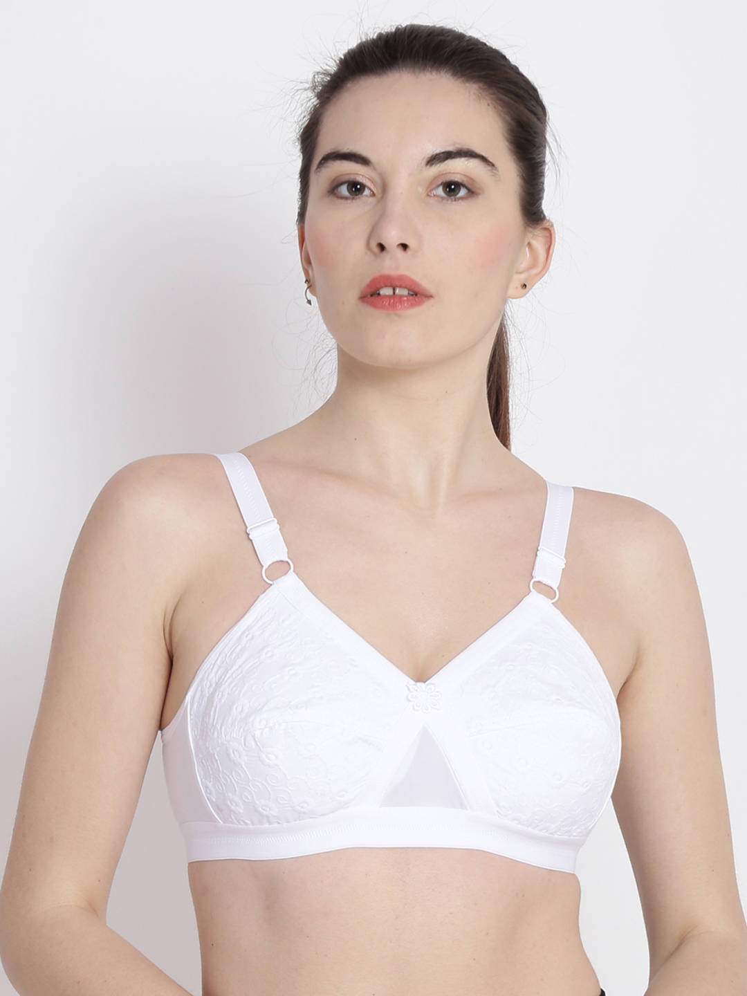 Abelino White Colour Non-Padded Full Coverage Bra (28B) · 28B
